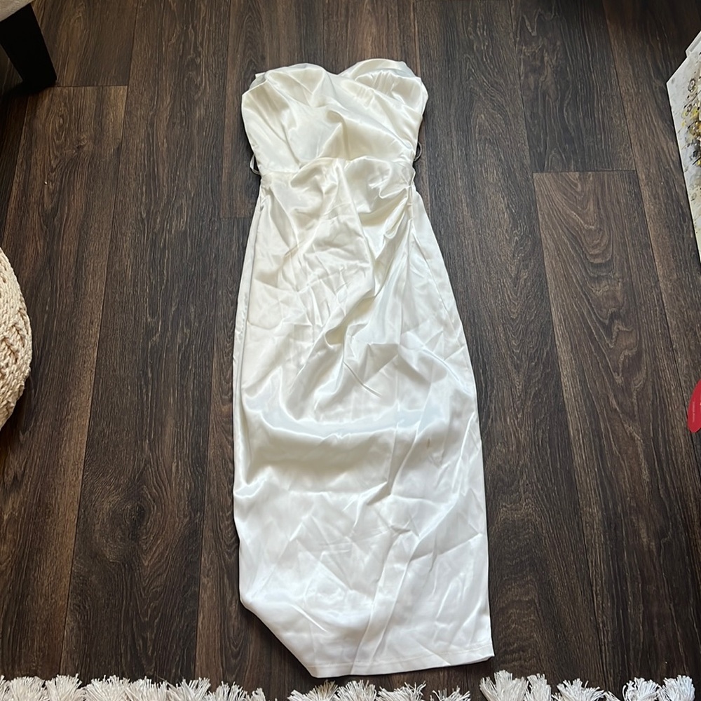 Club L White Bardot Corset MIDI Dress
